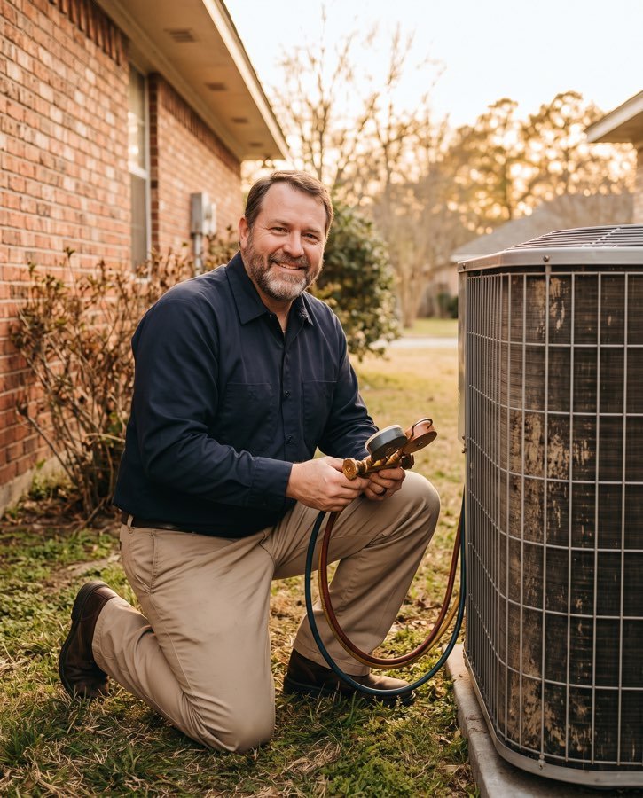 Clear Fork technician servicing an outdoor A/C unit