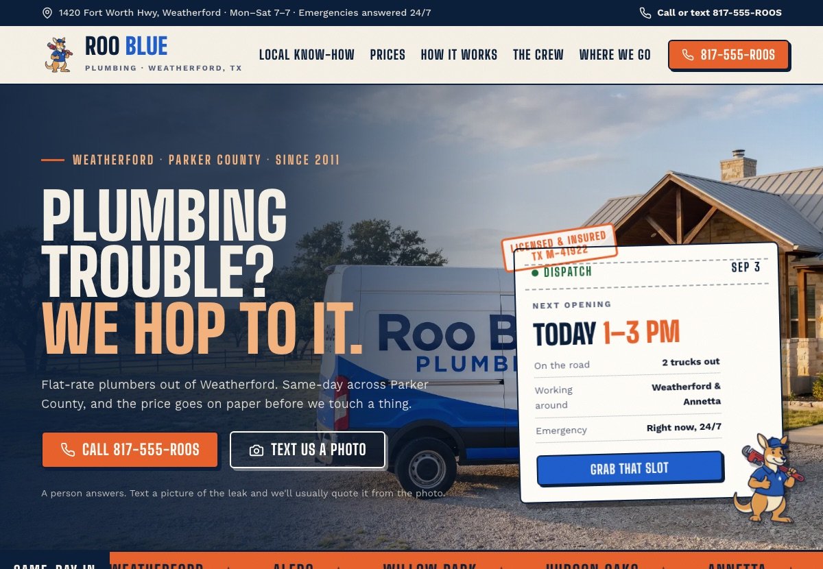 Roo Blue Plumbing website